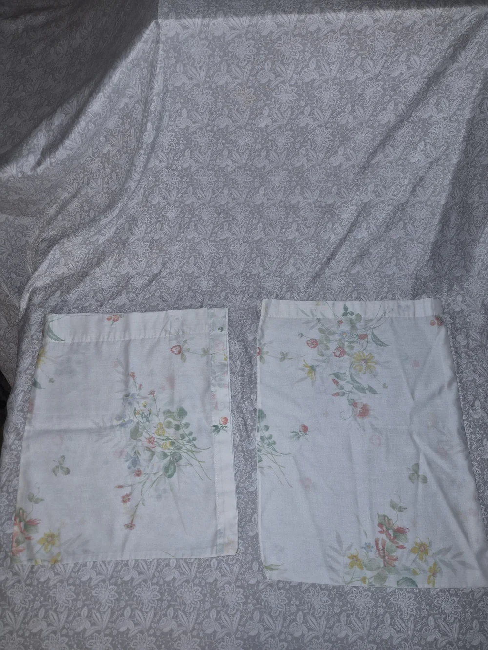 Floral Cotton Pillowcase Set - White with Pastel Floral Print